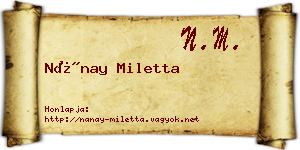 Nánay Miletta névjegykártya